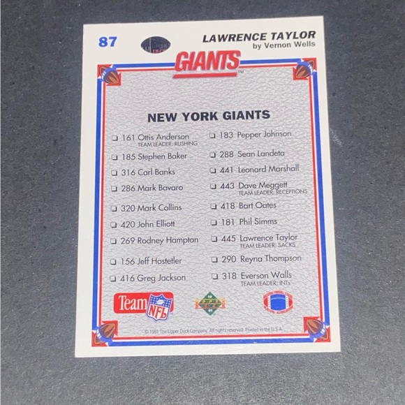 Lawrence Taylor ‘L.T.’ Cards (5) 1990-1991 - Picture 6 of 12